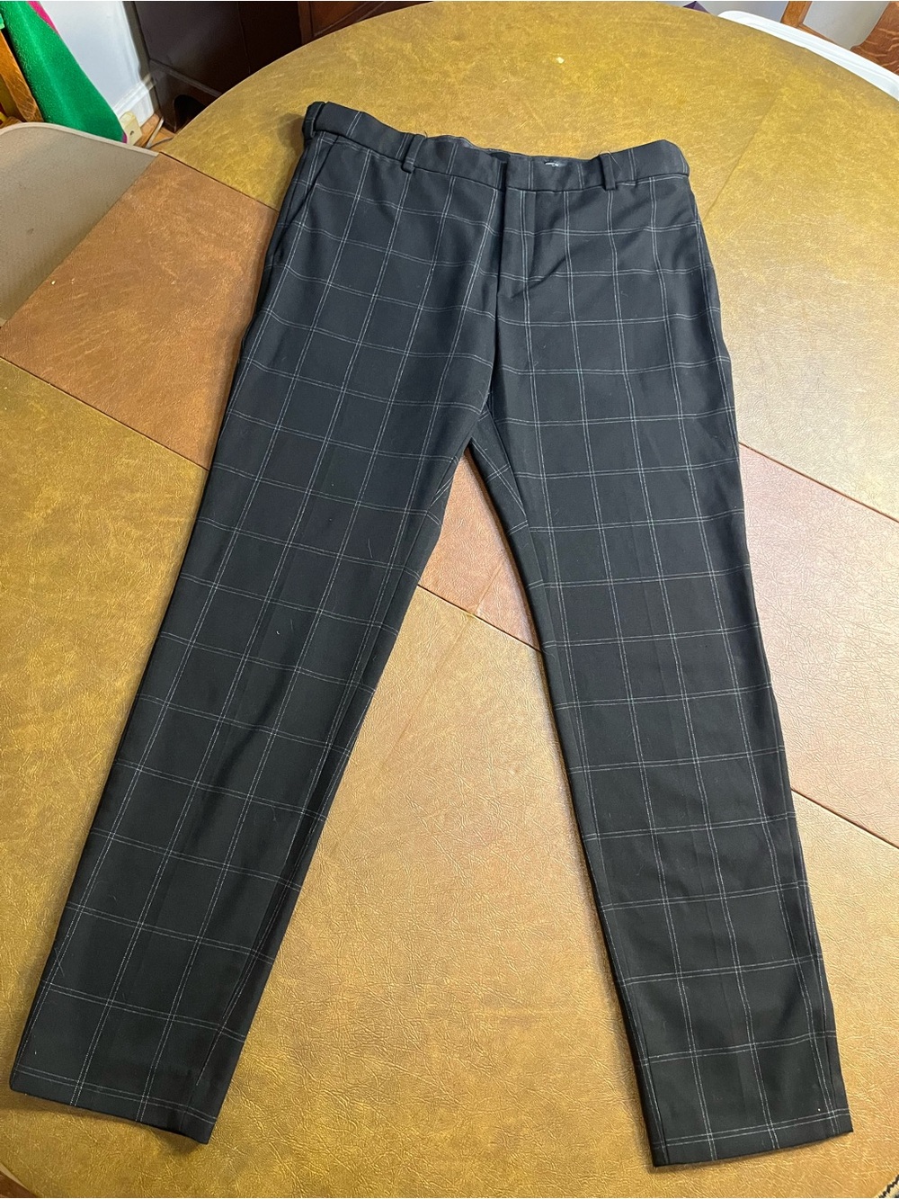 H&M Men's Black Windowpane Dress Pants Size 33 x 28